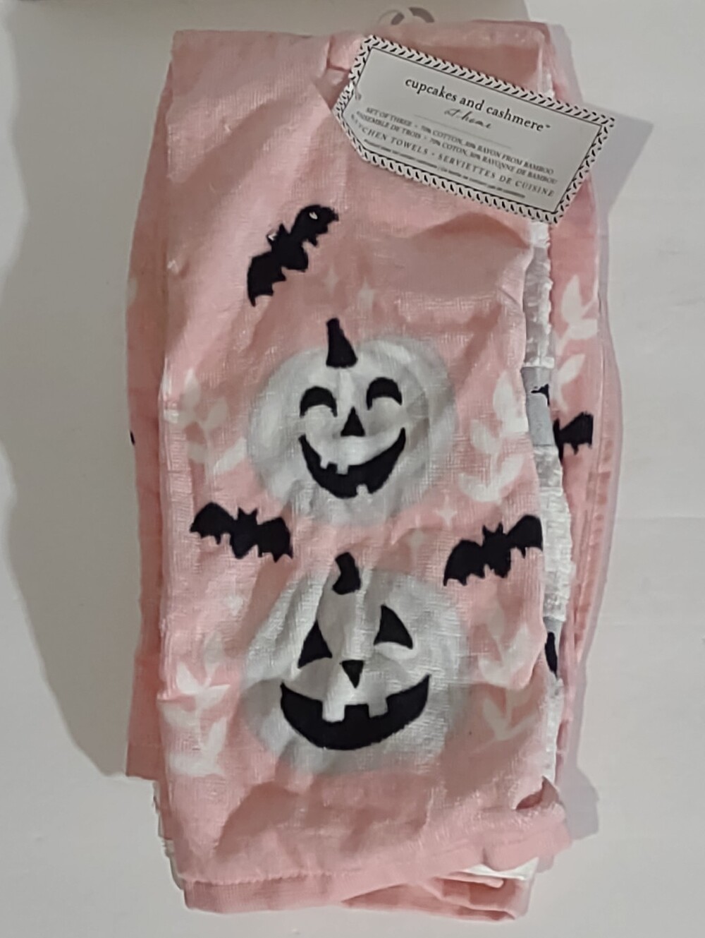 Cupcakes and Cashmere Halloween kitchen towels Set of 3